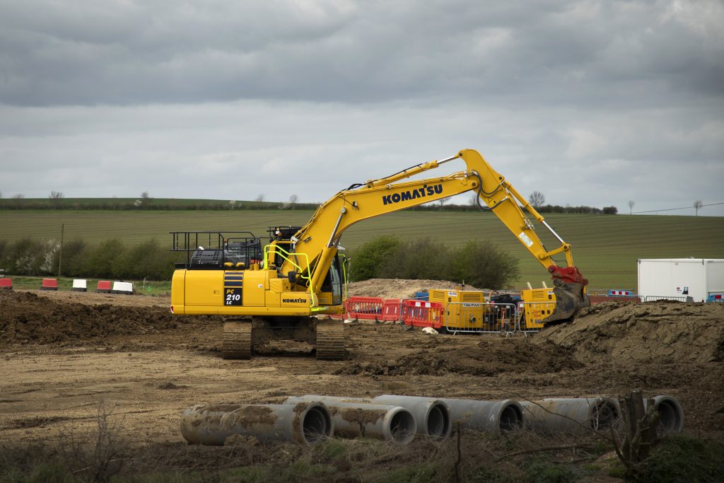 Lynch plant hire excavator A14 Komatsu digger