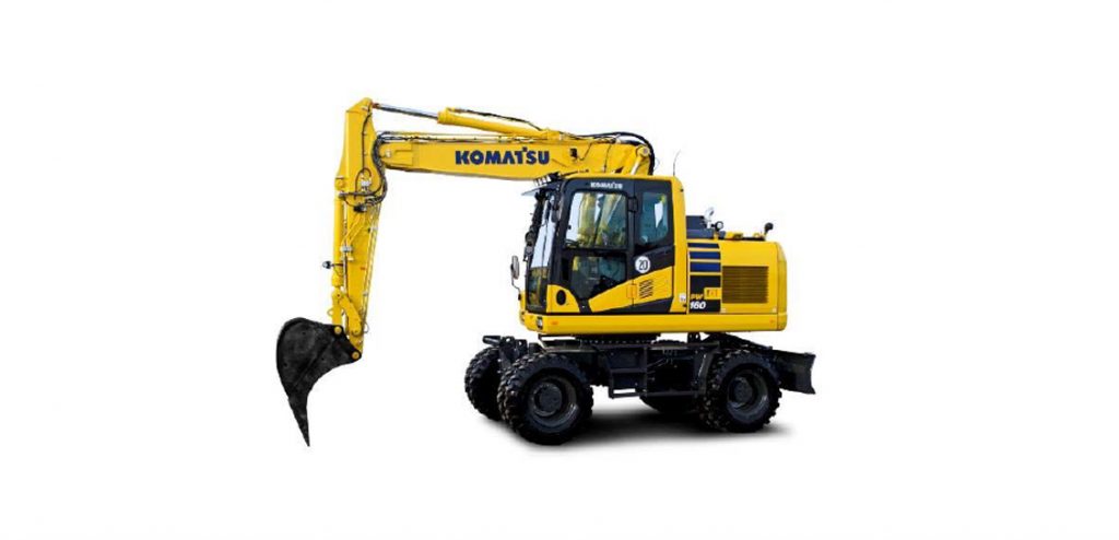 PW160-11 wheeled excavator komatsu marubeni construction rubber duck digger